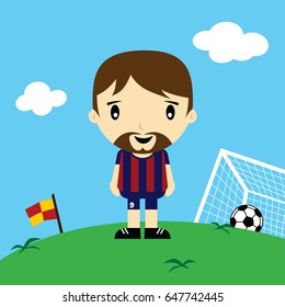 soccer player league cartoon on football field