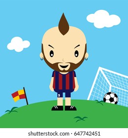 soccer player league cartoon on football field