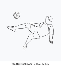 Soccer Player Line Art Illustration Template Vector Design 