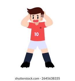 Um jogador de futebol que parecia em pânico e desapontado
