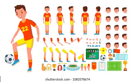 Poco Muchacho Del Fútbol De Juego. Un Niño Feliz Juega Al Fútbol  Ilustraciones svg, vectoriales, clip art vectorizado libre de derechos.  Image 46619790