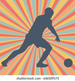 Soccer player man abstract vector background with lines