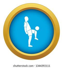 Soccer player man icon blue vector isolated on white background for any design