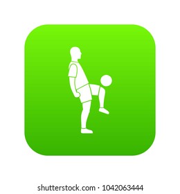 Soccer player man icon digital green for any design isolated on white vector illustration