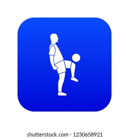 Soccer player man icon digital blue for any design isolated on white vector illustration