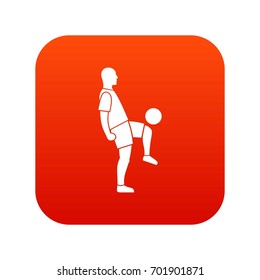 Soccer player man icon digital red for any design isolated on white vector illustration