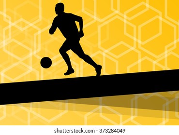 Soccer player man silhouette with ball in active and healthy abstract background sport illustration vector