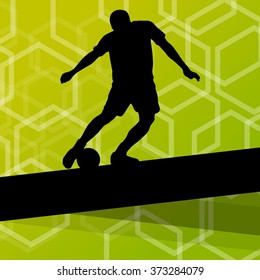 Soccer player man silhouette with ball in active and healthy abstract background sport illustration vector
