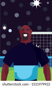 soccer player man in stadium vector illustration design