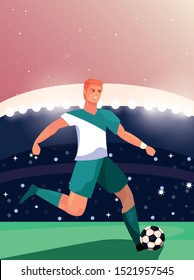 soccer player man standing in stadium vector illustration design