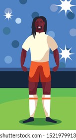soccer player man standing in stadium vector illustration design