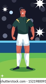 soccer player man standing in stadium vector illustration design