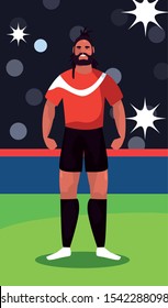 soccer player man standing in stadium vector illustration design