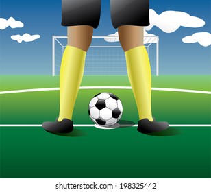 Soccer player In the manner for the penalty kick.Vector illustration