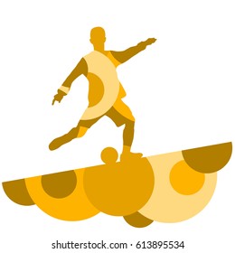 Soccer player men silhouette with ball in active and healthy seasonal outdoor sport abstract mosaic background illustration vector