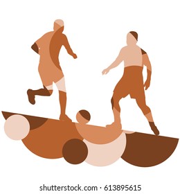 Soccer player men silhouettes with ball in active and healthy seasonal outdoor sport abstract mosaic background illustration vector