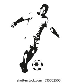 Soccer player, monochrome vector silhouette