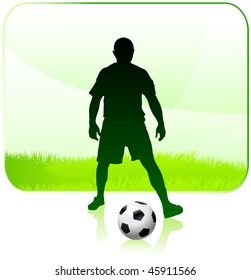 Jugador de fútbol con marco de naturaleza Ilustración vectorial original