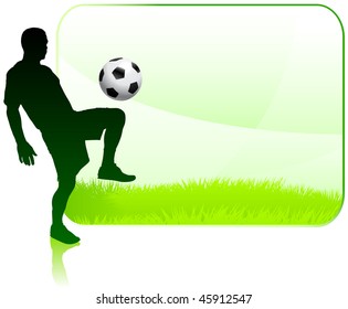 Soccer Player with Nature Frame Original Vector Illustration