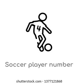 soccer player number four vector line icon. Simple element illustration. soccer player number four outline icon from sports concept. Can be used for web and mobile