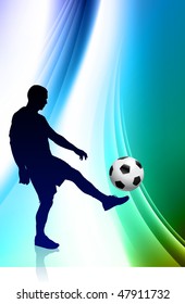 Soccer Player on Abstract Color Background Original Vector Illustration