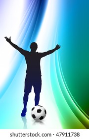 Soccer Player on Abstract Color Background Original Vector Illustration