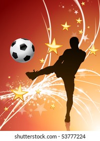 Soccer Player on Abstract Light Background Original Illustration