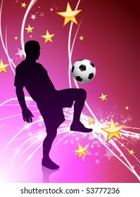 Soccer Player on Abstract Light Background Original Illustration