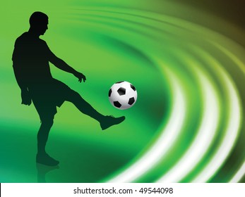 Soccer Player on Abstract Liquid Wave Background Original Vector Illustration