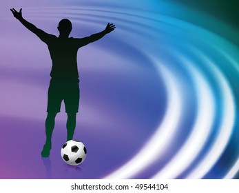 Jugador de fútbol sobre fondo de onda líquida abstracta Ilustración vectorial original