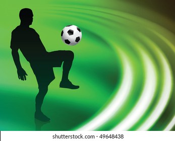 Jugador de fútbol sobre fondo de onda líquida abstracta Ilustración vectorial original