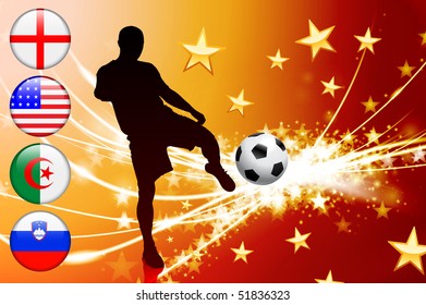 Soccer Player on Abstract Modern Light Background Original Illustration