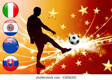 Soccer Player on Abstract Modern Light Background Original Illustration