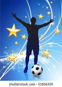 Soccer Player on Abstract Modern Light Background Original Illustration