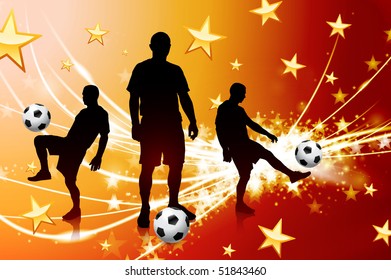 Soccer Player on Abstract Modern Light Background Original Illustration