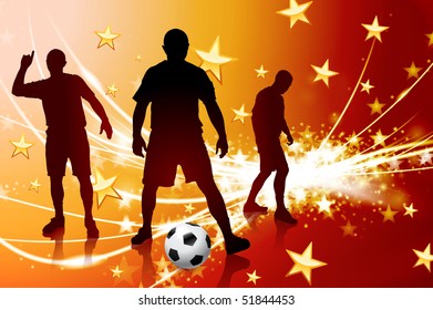 Soccer Player on Abstract Modern Light Background Original Illustration