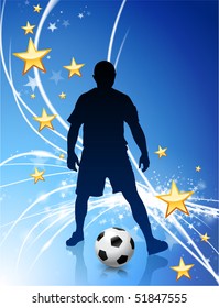 Soccer Player on Abstract Modern Light Background Original Illustration