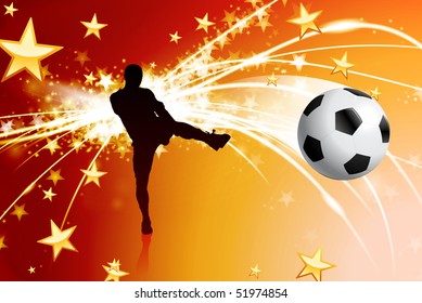 Soccer Player on Abstract Modern Light Background Original Illustration