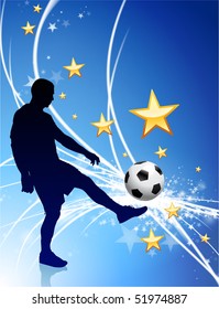 Soccer Player on Abstract Modern Light Background Original Illustration