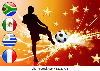 Soccer Player on Abstract Modern Light Background Original Illustration
