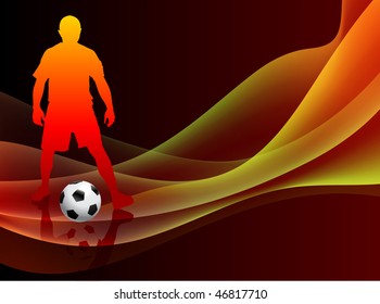 Fußballspieler auf abstraktem orangefarbenem Hintergrund - Originalvektorgrafik