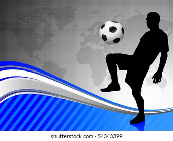 Fußballspieler auf abstraktem Hintergrund der Weltkarte - Originalillustration