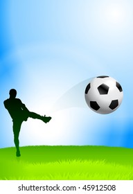 Soccer Player on Daytime Background Original Vector Illustration