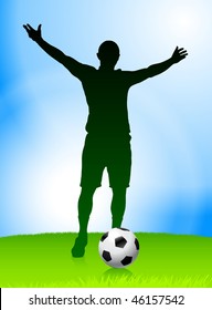 Soccer Player on Daytime Background Original Vector Illustration