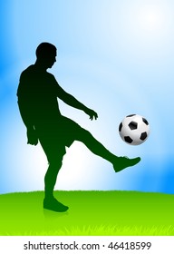 Soccer Player on Daytime Background Original Vector Illustration