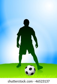 Soccer Player on Daytime Background Original Vector Illustration