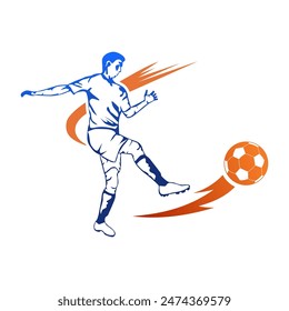 Fußballer auf Feuer Kick Illustration