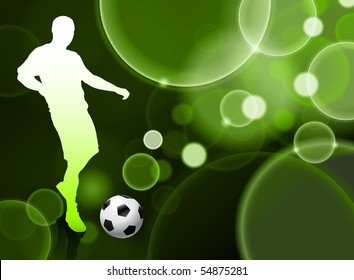Jugador de fútbol sobre fondo de burbuja verde Ilustración original