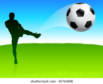 Soccer player on nature park background Original Vector Illustration