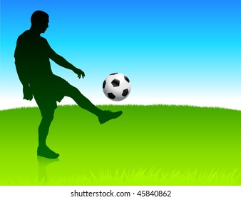Soccer player on nature park background Original Vector Illustration